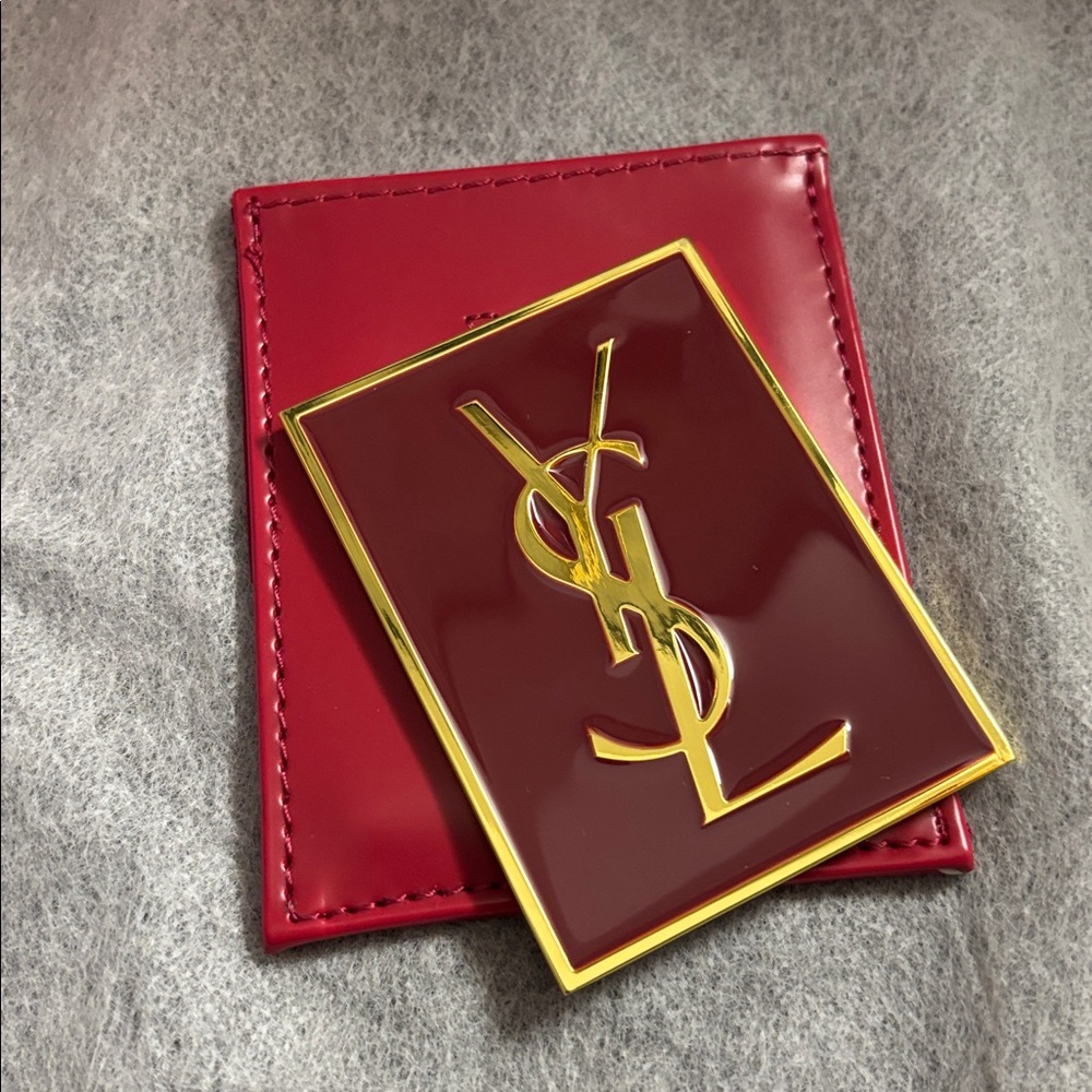Yves Saint Laurent Red and Gold Mirror with Case - Picture 4 of 5